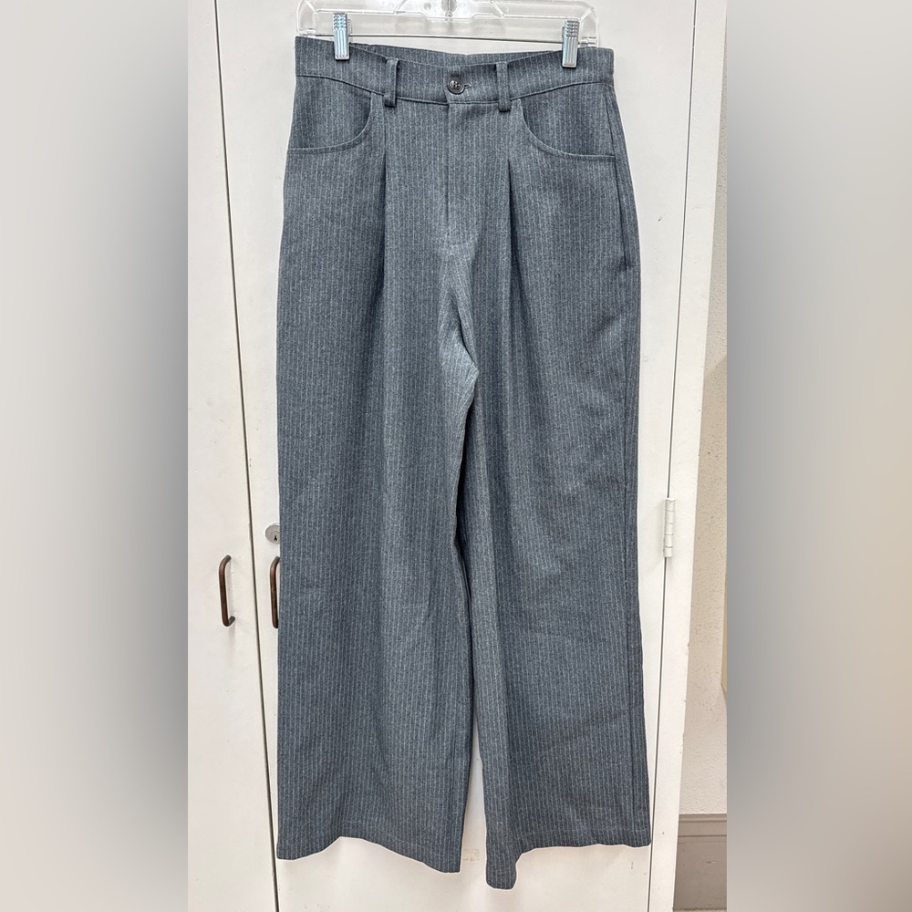 ASOS Design Women's Gray Pinstripe High Rise Wide Leg Trousers Size 6
